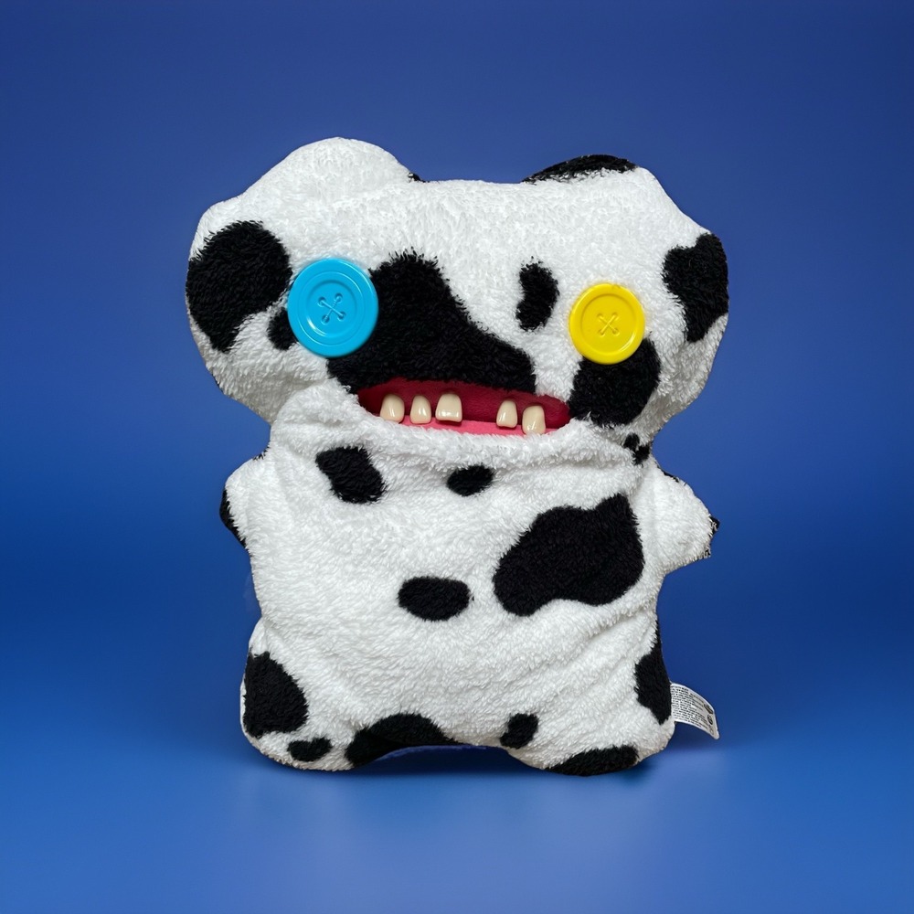 Fuggler Bigg Fugg GapTooth McGoo 18" Cow‎ Plush Spin Master Black & White XL NEW